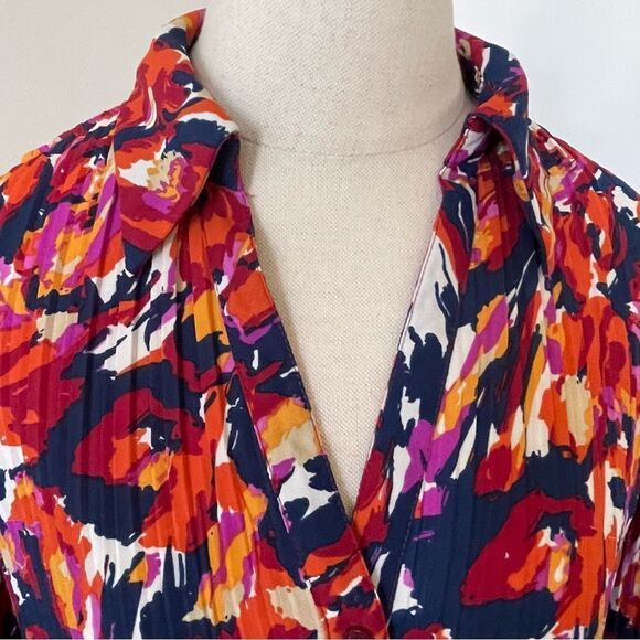 Sunny Leigh hi low button down shirt with pleats size M multicolor - Picture 3 of 16